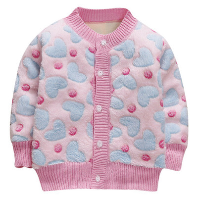 

Children Autumn Cardigan Clothes Cute Cartoon Print Plus Velvet Thickening Warm Long Sleeves Coats Kids Boys Girls Sweater Coats