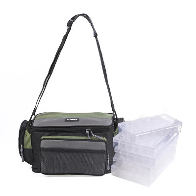 

Fishing Bag Multifunctional Outdoor Fishing Tackle Bag Pack Fishing Reel Lure Storage Shoulder Bag with 5 Tackle Boxes