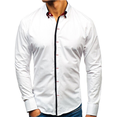

Tailored Fashion Men Solid Business Casual Long Sleeve Turn-down Collar Shirts