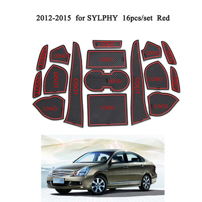 

16pcsset Interior Door Groove Pad Cup Holder Slot Mat Non-Slip Cushion Replacement For Nissan Sylphy 2012-2015