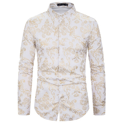 

Tailored Mens Baggy Blazer Print Stand Collar Button Long Sleeve Shirts Blouse