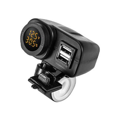 

Multifunctional Universal Motorcycle Bike Dual USB Charger 21A W Digital RedYellow LED Voltmeter Quick Charge