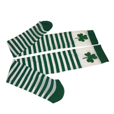 

Irish Festival Solid Color St Patricks Pantyhose Prom Character diy plays white green striped socks shower party decor