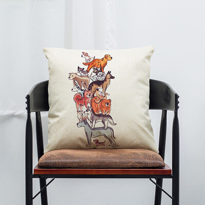 

JPGIF Vintage Dog Cotton Pillow Case Sofa Waist Throw Cushion Cover Home Car Decor A