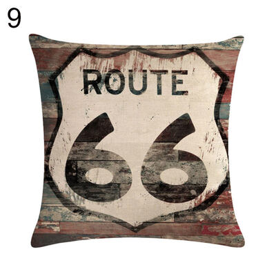 

Vintage Route 66 Linen Pillow Case Soft Cushion Cover Sofa Home Office Decor