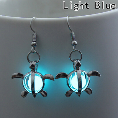 

Cute Hollow Blue GreenLight Blue Luminous Opal Sea Turtle Earring