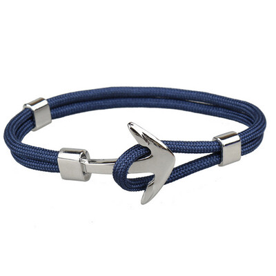 

New Black Anchor Bracelet For Men Fashion Handmade Charm Braclet Jewelry Male Accessories