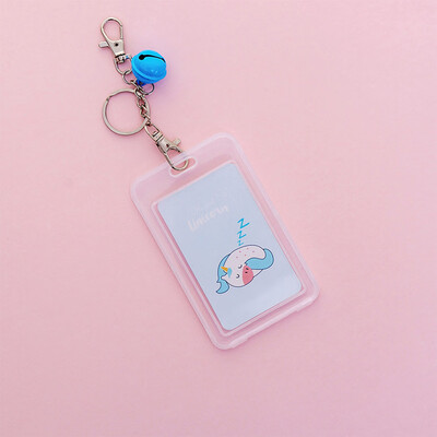 

1Pc Unicorn Cartoon Transparent Pvc Credit Card Holder Stretchable Card Clip Key Chain Elastic Rope Card Clip