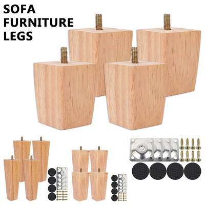 

4PCS Solid Wood Sofa Legs Inclined Coffee Table Feet Furniture Level Feet with Metal Plate Cabinet Legs Multiple Size 61015cm