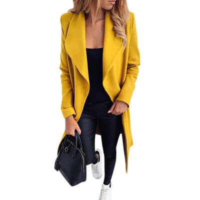 

Autumn And Winter Ladies Woolen Coat Thickening British Style Irregular Belt Mid-long Coat