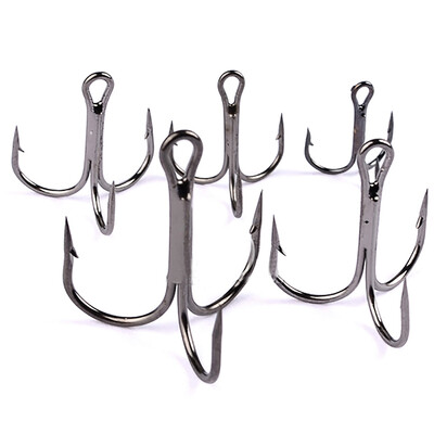 

50pc FishHook Fishing Hook High Carbon Steel Hook Fishing Tackle Round Bent Treble Saltwater Barbed Hook