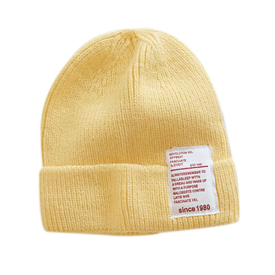

Winter Warm Newborn Boys Girls Cute Autumn Winter Warm Kids Baby Letter Print Hats Wool Hemming Caps