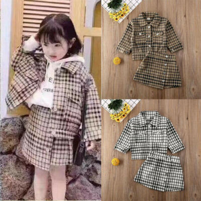 

NEW Kids Baby Girls Pageant Plaid Coat & Tutu Dress Party Outfits Clothes 2PCS