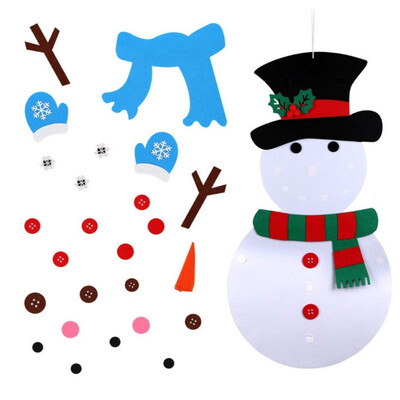 

Christmas Snowman Felt Set With 31 PCS Detachable Accessories Wall Hanging Favor New Year Puzzle Decorations for Kid Gift