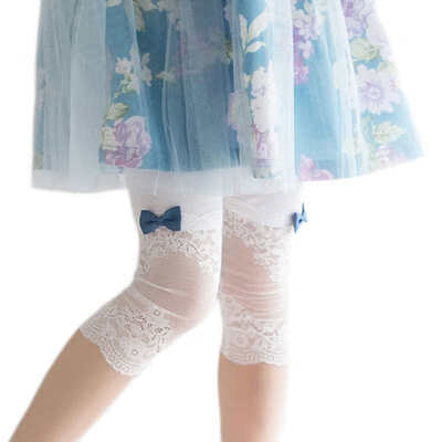 

Fashion Baby Girls Lovely Lace Bowknot Design Calf-Length Pants Cotton Stretch Summer Leggings New