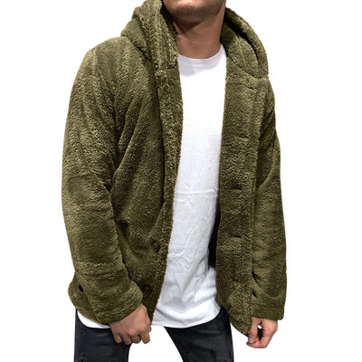 

Mens Winter Warm Fluffy Fleece Hooded Coat Hoodies Jacket Outwear Cardigans Top