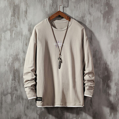 

Toponeto Mens Autumn New Trend Fashion Letter Print Loose Comfortable Long Sleeve Tops