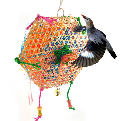 

Bird Chewing Hanging Toys Bamboo Woven Cage Accessories Shredder Foraging Swing Toy For Parrot