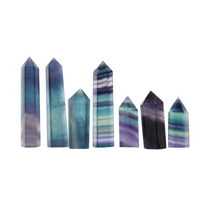 

50g 60MM Natural Colorful Fluorite Quartz Crystal Wand Point Healing Stone