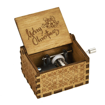 

Siaonvr Mini Music Box Engraved Wooden Music Box Interesting Xmas Gifts Toys DB