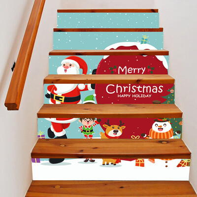 

Gobestart Merry Christmas Snowman Santa Stair Sticker Waterproof DIY Decorative Sticker