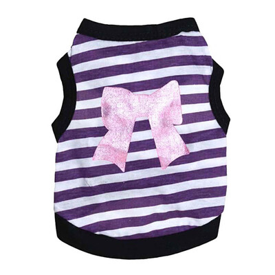 

Bow Striped Dogs Spring Summer Pet Clothes For Small Cat Dog puppy Pet Dog Shirt Puppy Cat Vest Shirt