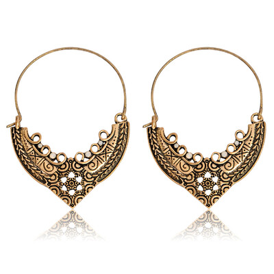 

Eur american Style Antique Silver Vintage Retro Bohemian Ethnic National Flavor Alloy Hollow Out Exaggerated Carved Earrings