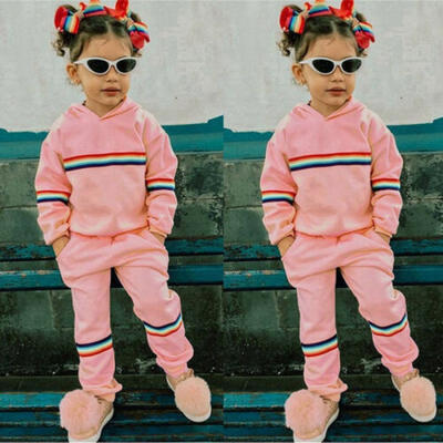 

UK Toddler Kid Baby Girl Sweatshirt Top Pants Sportwear Outfit Clothes Tracksuit
