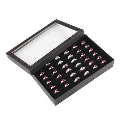 

Transparent Window PVC 36 Slots Ring Box Tray Storage Show Case Earrings Jewelry Display Holder Organizer