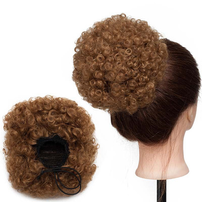 

Afro Bun Extension Puff Ponytail Chignon Hairpiece With Drawstring Afro Kinky Curly Wrap Messy Updo Synthetic For Women