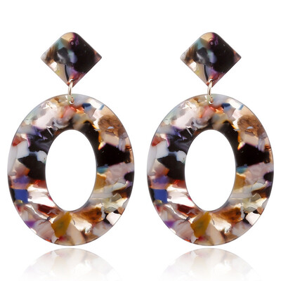

Jewelry Acrylic Resin Oval Dangle Earrings For Women Geometry Big Circle Tortoiseshell Earrings Acetate Brincos