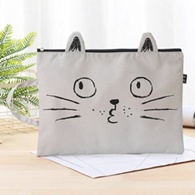 

1Pc A4 Cat Canvas Bag Fabric File Folder Document Bag Notebook Storage Organizer Bag Office School Supplies