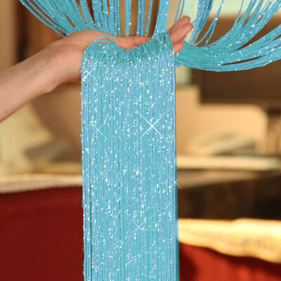 

New Fashion 200cm100cm Fly Screen Fringe Tassel Curtain String Sparkle Curtains Room Divider Door Window home Patio Decor