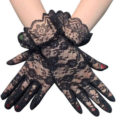 

Lace Women Vintage Sheer Short Lace Gloves Ladies Party Wedding Wrist Hand Gloves Full Fingers Mittens Trend