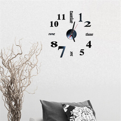 

Gobestart 3D DIY Roman Numbers Acrylic Mirror Wall Sticker Clock Home Decor Mural Decals