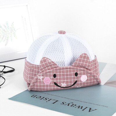 

Summer new cute cartoon smiley dual-use mesh cap sun hat cotton infant cap for 0-24m