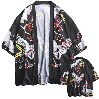 Toponeto Fashion Lovers Individuality Print Top Blouse Kimono Hot Spring Clothing