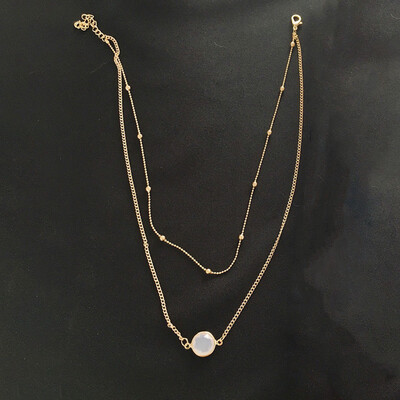 

natural crystal chain choker necklace gold color chain opal stone charm necklace for women