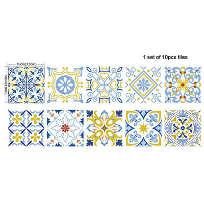 

10pcs Diy Tiles Stickers 3d Retro Vintage Flowers Bathroom Kitchen Toilet Decoration Wall Stickers Waterproof Pvc Decals Sticker