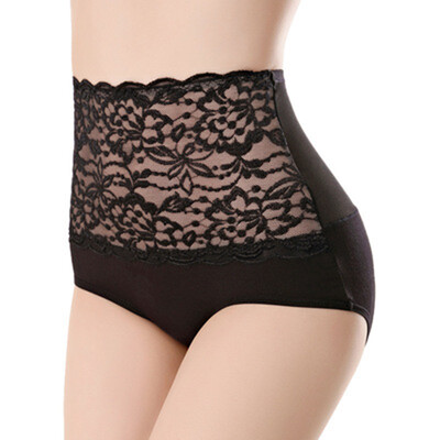 

Women Sexy Lace High Waist Underwear Panties Breathable Modal Briefs Free Size Black
