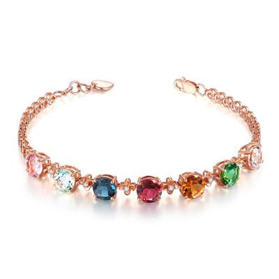 

Elegant Women Rhinestone Bracelets Faux Gem Bangle Hand String Jewelry