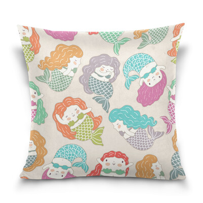

ALAZA Throw Pillow Cover 16 X 16 inch Christmas Gift Cushion Cover with Little Mermaids Printed Pillowcase