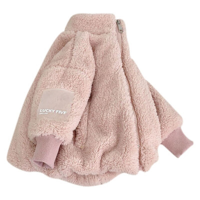 

Children Lamb Coat Soft Cute Solid Color Cotton Thicken High Collar Zipper Warm Outerwear Children Jacket Tops