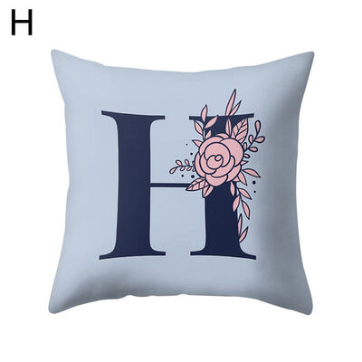 

Modern Capital Letter Flower Pillow Case Waist Throw Cushion Cover Home Decor
