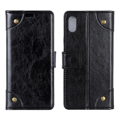 

MOONCASE Apple iPhone XS Max Copper Buckle Napa Leather Case - Black
