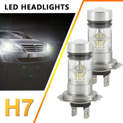 

2PCS H7 LED Fog Tail Lamp 100W Car Head Light Bulb Super Bright 6000K White