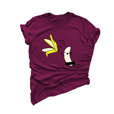 

Funny Cartoon Naked Banana Print Women T-Shirt Short Sleeve Round Neck Tee Top