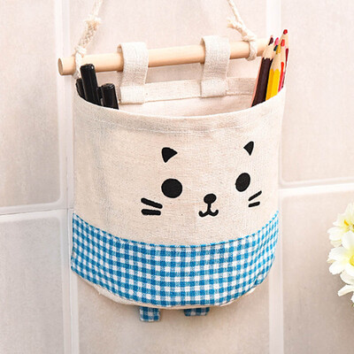 

Wall Door Hanging Organizer Cotton Lovely Cat Storage Bag Pocket Affordable