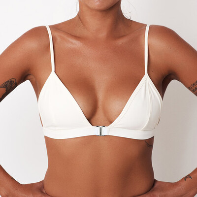 

Sexy Women Strappy Bra Bikini Biquini Top Front Clasp Closure Backless Sleeveless Deep V Neck Beach Bathing Swimsuit