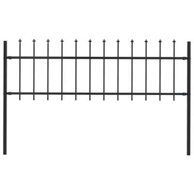 

Garden Fence with Spear Top Steel 669"x236" Black